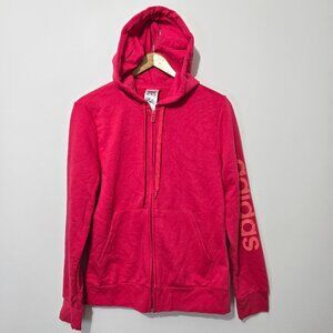 Adidas Womens Essential Linear Full Zip Hoodie Jacket Size M Spellout Active Gym